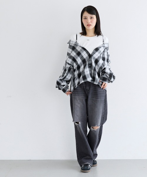 coca(coca)(コカ)の「ユース デニムダメージパンツ(デニムパンツ・レディース・ブラック/ライトブルー・L/M/S)」の14枚目の写真