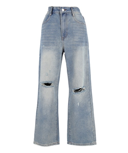 coca(coca)(コカ)の「ユース デニムダメージパンツ(デニムパンツ・レディース・ブラック/ライトブルー・L/M/S)」の17枚目の写真