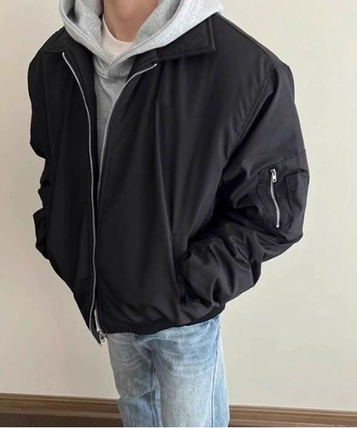 DOUBLE STEAL(ダブルスティール)の「DSナイロンライクMA-1ブルゾン(ブルゾン・メンズ・ブラック/ネイビー・SMALL/MEDIUM/LARGE/X-LARGE)」の2枚目の写真