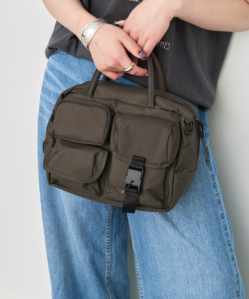 Spick & Span（スピックアンドスパン）の「《新色有り / 追加》別注 BAICYCLON MULTI POCKETS MINI BOSTON BAG*（ボストンバッグ・レディース・ブラック/ブラウン・FREE）」の2枚目の写真