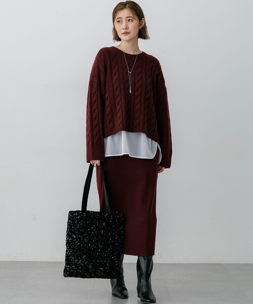 23区 S(ニジュウサンクチイサイサイズ)の「カシミヤブレンド Iライン ニットスカート(スカート・レディース・ワイン系/グレー系/ベージュ系・32)」の18枚目の写真