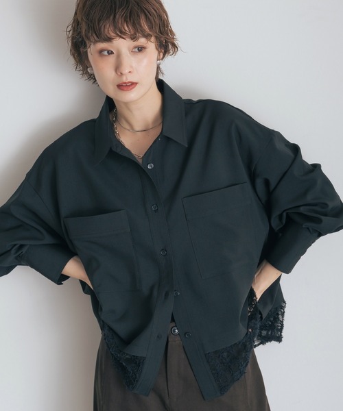Yeoun(ヨウン)の「裾レースジャケット(その他アウター・レディース・チャコールグレー/ブラック・M)」の1枚目の写真