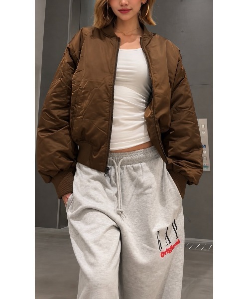 GAP(ギャップ)の「パッド サテン ボンバージャケット(その他アウター・レディース・グリーン・XXS/L/M/S/XS)」の1枚目の写真