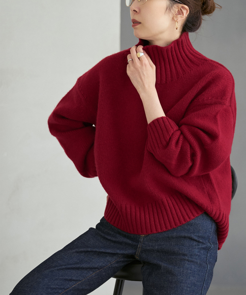Noble（ノーブル）の「ウールカシミヤタートルネックプルオーバー（ニット/セーター・レディース・アイボリー/グレー/レッド・FREE）」の4枚目の写真