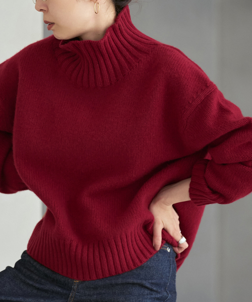 Noble（ノーブル）の「ウールカシミヤタートルネックプルオーバー（ニット/セーター・レディース・アイボリー/グレー/レッド・FREE）」の5枚目の写真