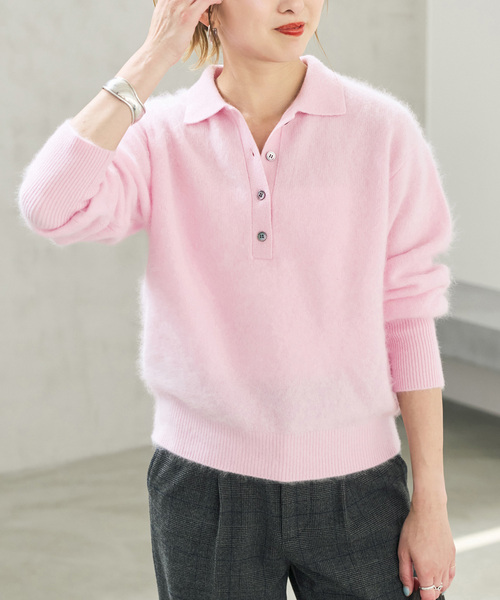 Spick & Span(スピックアンドスパン)の「ウールファーポロシャツニットプルオーバー(ニット/セーター・レディース・ベージュ/チャコールグレー/ピンク系その他・FREE)」の5枚目の写真