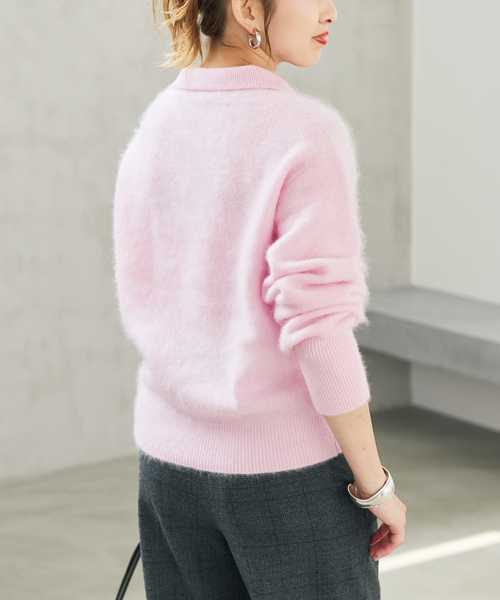 Spick & Span(スピックアンドスパン)の「ウールファーポロシャツニットプルオーバー(ニット/セーター・レディース・ベージュ/チャコールグレー/ピンク系その他・FREE)」の6枚目の写真
