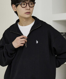 U.S. POLO ASSN. × PUBLUX/ユーエスポロアッスン 別注 ワンポイント 刺繍 裏起毛 ハーフジップ スウェット 限定展開