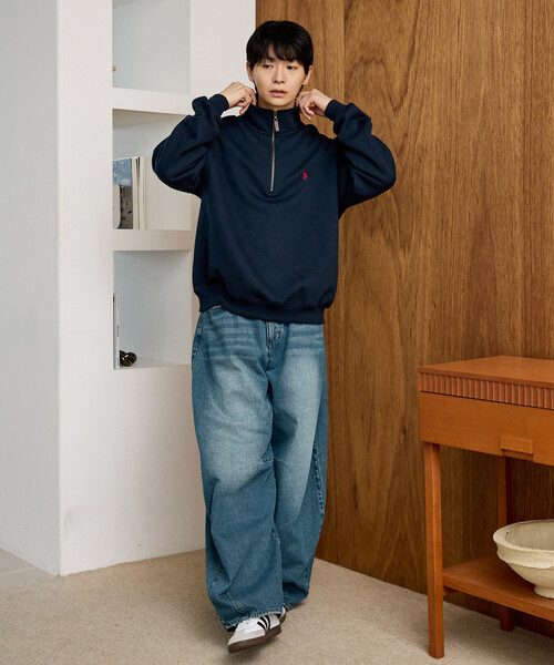 U.S. POLO ASSN.(ユーエスポロアッスン)の「U.S. POLO ASSN. × PUBLUX/ユーエスポロアッスン 別注 ワンポイント 刺繍 裏起毛 ハーフジップ スウェット 限定展開(スウェット・メンズ・ブラック/グレー/ネイビー/グリーン・LARGE/MEDIUM/SMALL)」の12枚目の写真