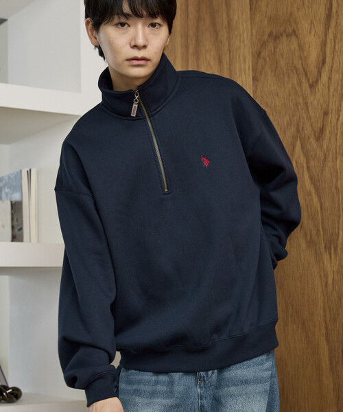 U.S. POLO ASSN.(ユーエスポロアッスン)の「U.S. POLO ASSN. × PUBLUX/ユーエスポロアッスン 別注 ワンポイント 刺繍 裏起毛 ハーフジップ スウェット 限定展開(スウェット・メンズ・ブラック/グレー/ネイビー/グリーン・LARGE/MEDIUM/SMALL)」の14枚目の写真