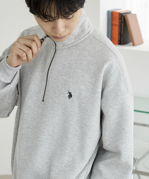 U.S. POLO ASSN.(ユーエスポロアッスン)の「U.S. POLO ASSN. × PUBLUX/ユーエスポロアッスン 別注 ワンポイント 刺繍 裏起毛 ハーフジップ スウェット 限定展開(スウェット・メンズ・ブラック/グレー/ネイビー/グリーン・LARGE/MEDIUM/SMALL)」の16枚目の写真