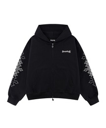 SUPPLIER（サプライヤー）の「ジップフーディ｜Multiple Cross Leather Patch Zip Hoodie｜SUPPLIER（パーカー）」