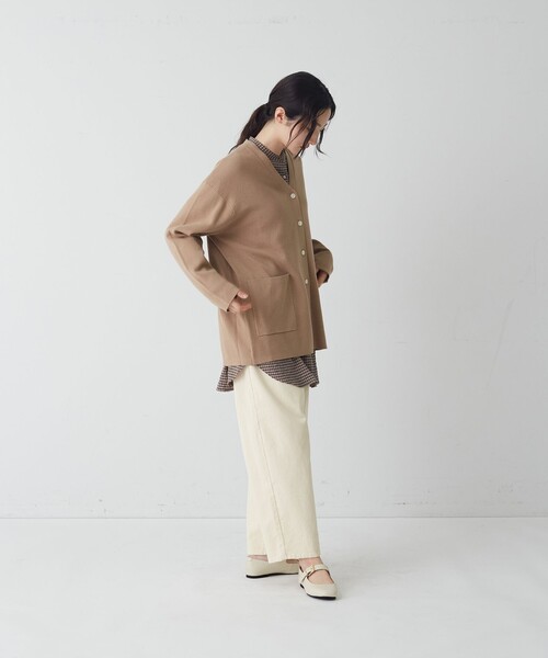 conges payes ADIEU TRISTESSE(コンジェ ペイエ アデュートリステス)の「コットンミラノリブVネックカーディガン(カーディガン/ボレロ・レディース・ピンク/パープル/キャメル・FREE)」の8枚目の写真