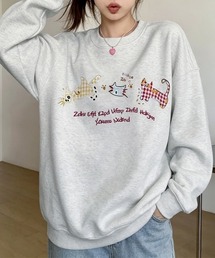 レトロキャットデザインプリントスウェット