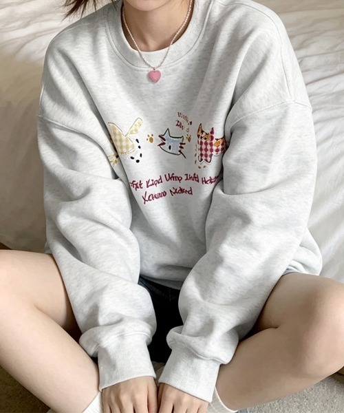 LEMOA（レモア）の「レトロキャットデザインプリントスウェット（スウェット・レディース・アッシュグレー・X-LARGE/LARGE/MEDIUM）」の5枚目の写真