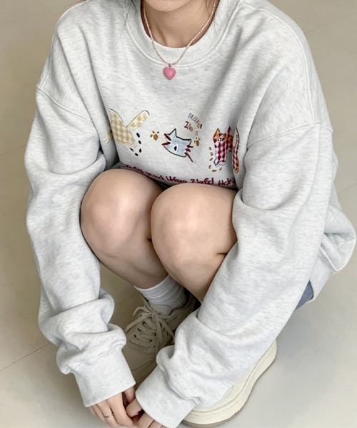 LEMOA（レモア）の「レトロキャットデザインプリントスウェット（スウェット・レディース・アッシュグレー・X-LARGE/LARGE/MEDIUM）」の7枚目の写真