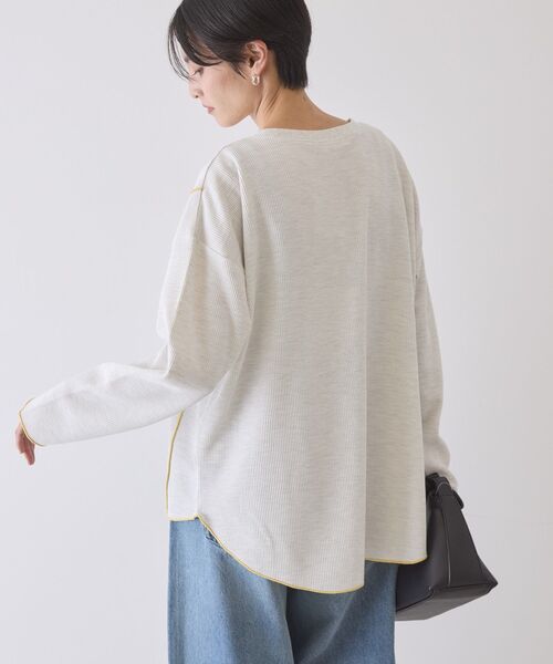 AMERICAN HOLIC（アメリカンホリック）の「【WEB限定】ワッフル配色メロープルオーバー（Tシャツ/カットソー・レディース・ブラック/カーキ/チャコールグレー/ホワイト系その他・L/M）」の14枚目の写真