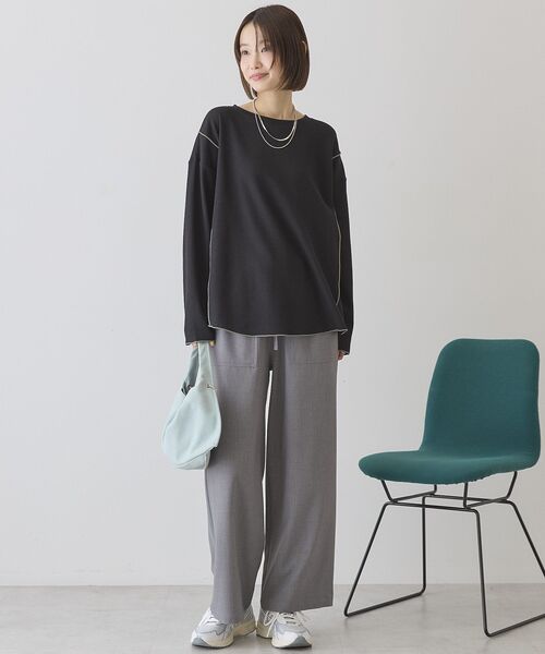 AMERICAN HOLIC（アメリカンホリック）の「【WEB限定】ワッフル配色メロープルオーバー（Tシャツ/カットソー・レディース・ブラック/カーキ/チャコールグレー/ホワイト系その他・L/M）」の22枚目の写真