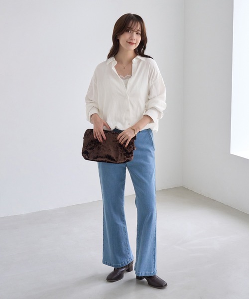 ROPE' PICNIC(ロペピクニック)の「フィブリル加工レイヤードシャツ/インナーキャミソール付き(シャツ/ブラウス・レディース・チャコールグレー/オフホワイト・FREE)」の11枚目の写真