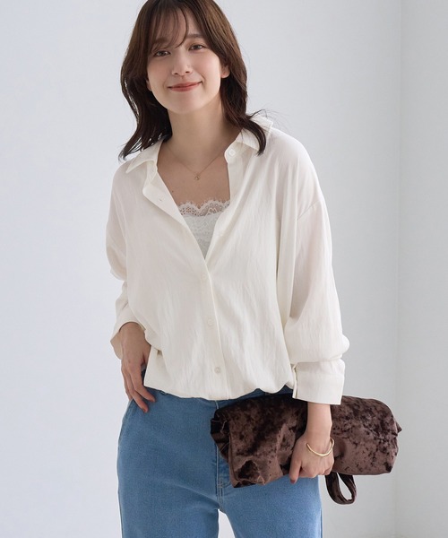 ROPE' PICNIC(ロペピクニック)の「フィブリル加工レイヤードシャツ/インナーキャミソール付き(シャツ/ブラウス・レディース・チャコールグレー/オフホワイト・FREE)」の13枚目の写真