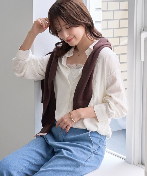 ROPE' PICNIC(ロペピクニック)の「フィブリル加工レイヤードシャツ/インナーキャミソール付き(シャツ/ブラウス・レディース・チャコールグレー/オフホワイト・FREE)」の19枚目の写真