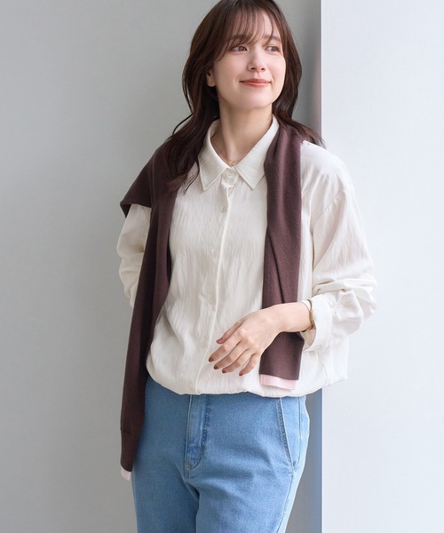 ROPE' PICNIC(ロペピクニック)の「フィブリル加工レイヤードシャツ/インナーキャミソール付き(シャツ/ブラウス・レディース・チャコールグレー/オフホワイト・FREE)」の20枚目の写真