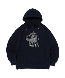 [起毛選択] ウエスタン ロデオ LITHE グラフィックフードTシャツ（ネイビー）