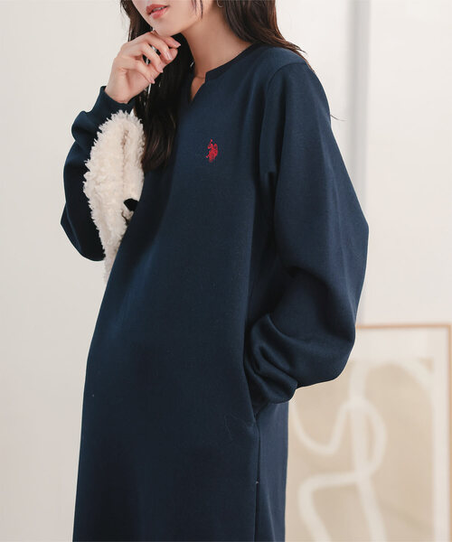 U.S. POLO ASSN.（ユーエスポロアッスン）の「[ U.S. POLO ASSN. ] 選べるタイプ 裏起毛ワンピース（ワンピース・レディース・ブラック/ネイビー/ピンク/ブラック系/ネイビー系/ピンク系・M/PM）」の4枚目の写真