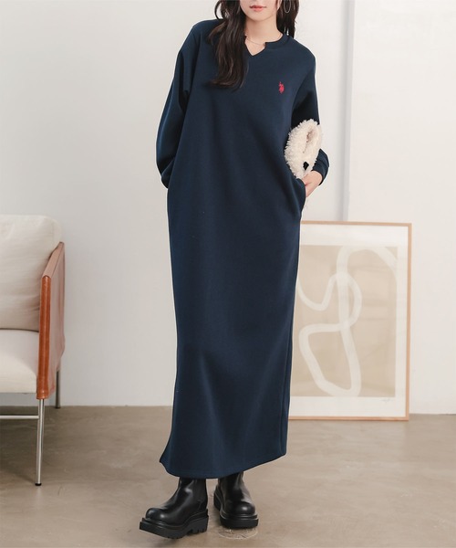 U.S. POLO ASSN.（ユーエスポロアッスン）の「[ U.S. POLO ASSN. ] 選べるタイプ 裏起毛ワンピース（ワンピース・レディース・ブラック/ネイビー/ピンク/ブラック系/ネイビー系/ピンク系・M/PM）」の9枚目の写真