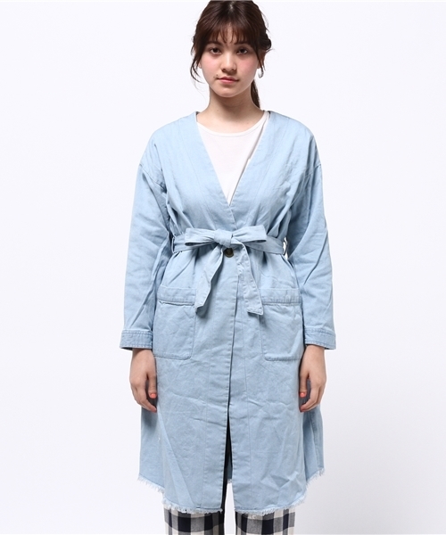 RAY CASSIN（レイカズン）の「裾フリンジガウンコート（その他アウター・レディース・サックスブルー/ネイビー/ブルー・FREE）」の4枚目の写真