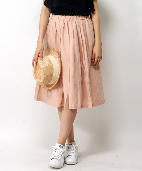 LBC(エルビーシー)の「リネンコットンギャザースカート (スカート・レディース・ピンク/ネイビー/オリーブ・LARGE/MEDIUM)」の3枚目の写真