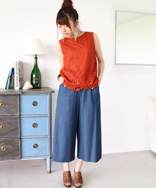N.(N. Natural Beauty Basic)(エヌエヌナチュラルビューティーベーシック)の「フラワーレーススカラップブラウス(シャツ/ブラウス・レディース・ホワイト/ネイビー/オレンジ・MEDIUM)」の20枚目の写真
