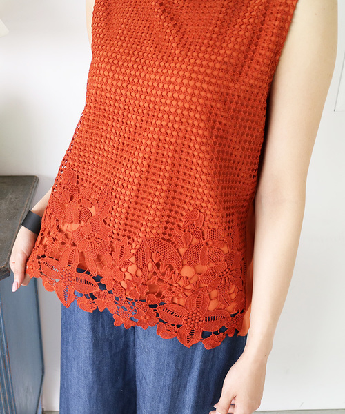 N.(N. Natural Beauty Basic)(エヌエヌナチュラルビューティーベーシック)の「フラワーレーススカラップブラウス(シャツ/ブラウス・レディース・ホワイト/ネイビー/オレンジ・MEDIUM)」の22枚目の写真