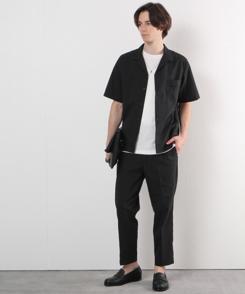 GLOBAL WORK（グローバルワーク）の「【吸水速乾】シアサッカーオープンシャツ/722436（シャツ/ブラウス・メンズ・ネイビー/ブラック・LARGE/SMALL/MEDIUM/X-LARGE）」の3枚目の写真