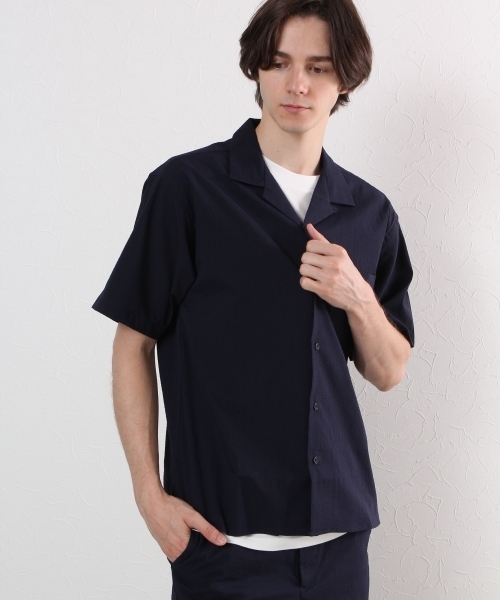 GLOBAL WORK（グローバルワーク）の「【吸水速乾】シアサッカーオープンシャツ/722436（シャツ/ブラウス・メンズ・ネイビー/ブラック・LARGE/SMALL/MEDIUM/X-LARGE）」の6枚目の写真