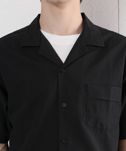 GLOBAL WORK（グローバルワーク）の「【吸水速乾】シアサッカーオープンシャツ/722436（シャツ/ブラウス・メンズ・ネイビー/ブラック・LARGE/SMALL/MEDIUM/X-LARGE）」の11枚目の写真