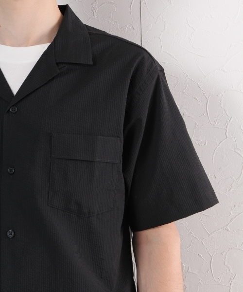 GLOBAL WORK（グローバルワーク）の「【吸水速乾】シアサッカーオープンシャツ/722436（シャツ/ブラウス・メンズ・ネイビー/ブラック・LARGE/SMALL/MEDIUM/X-LARGE）」の12枚目の写真