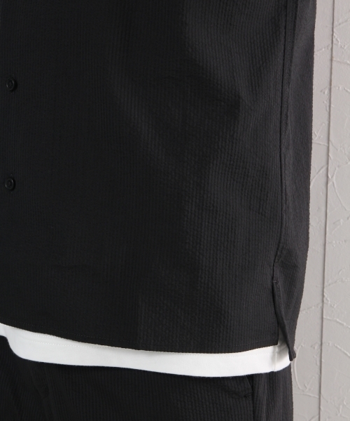 GLOBAL WORK（グローバルワーク）の「【吸水速乾】シアサッカーオープンシャツ/722436（シャツ/ブラウス・メンズ・ネイビー/ブラック・LARGE/SMALL/MEDIUM/X-LARGE）」の13枚目の写真