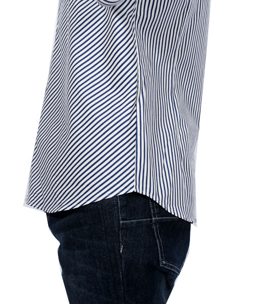 ８(eight)（エイト）の「ストライプ柄 長袖シャツ 日本製（シャツ/ブラウス・メンズ・ブラック/ネイビー・LARGE/MEDIUM/X-LARGE）」の7枚目の写真