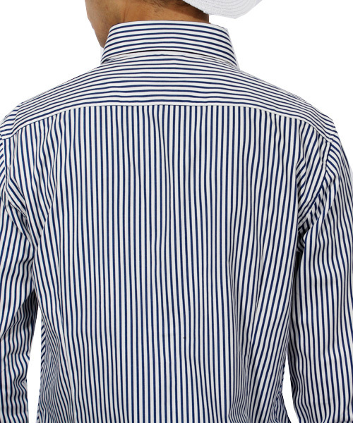 ８(eight)（エイト）の「ストライプ柄 長袖シャツ 日本製（シャツ/ブラウス・メンズ・ブラック/ネイビー・LARGE/MEDIUM/X-LARGE）」の9枚目の写真