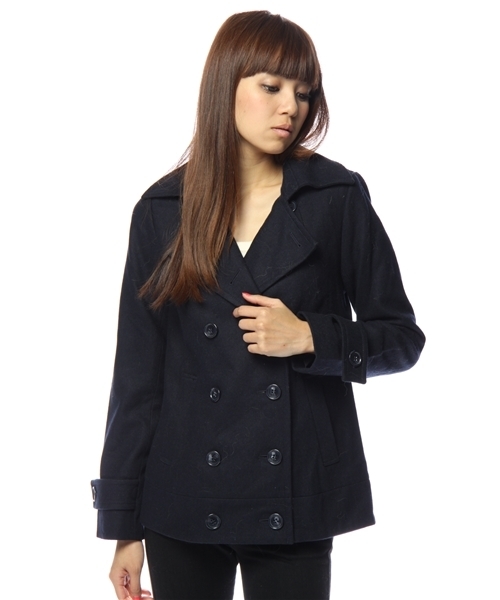 DISCOAT（ディスコート）の「ウールメルトンＰジャケット（ピーコート・レディース・チャコールグレー/ネイビー/ブラック・ﾌﾘ-）」の3枚目の写真