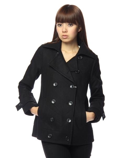 DISCOAT（ディスコート）の「ウールメルトンＰジャケット（ピーコート・レディース・チャコールグレー/ネイビー/ブラック・ﾌﾘ-）」の2枚目の写真