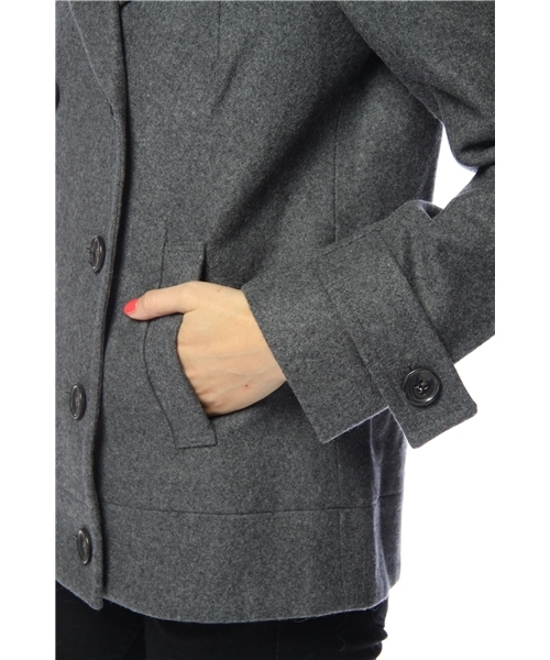 DISCOAT（ディスコート）の「ウールメルトンＰジャケット（ピーコート・レディース・チャコールグレー/ネイビー/ブラック・ﾌﾘ-）」の7枚目の写真