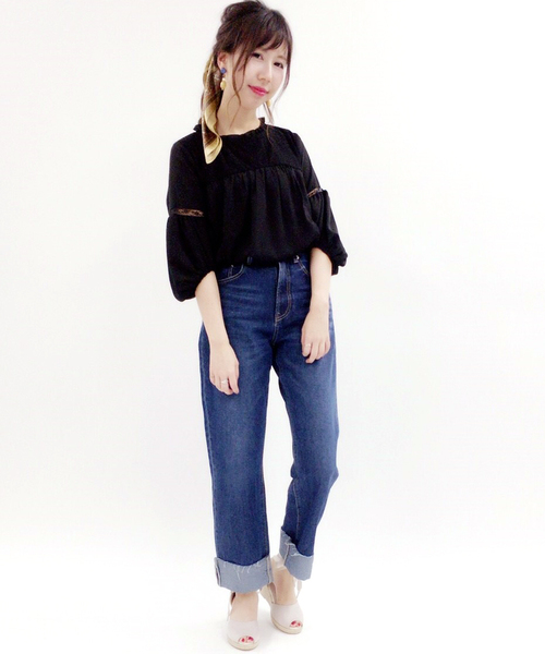 archives（アルシーヴ）の「レース切り替えボリューム袖ブラウス（シャツ/ブラウス・レディース・ブラック/オフホワイト/ラベンダー・MEDIUM）」の10枚目の写真