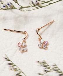 K10 ピンクゴールド キュービックジルコニア フラワー ピアス BLOOM/ブルーム