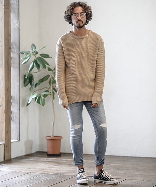 即発☆Damage Repair Skinny Denim Pants mp5423 - CAMBIO別注 wjk Hard Damage Crush Tight Knit Denim
