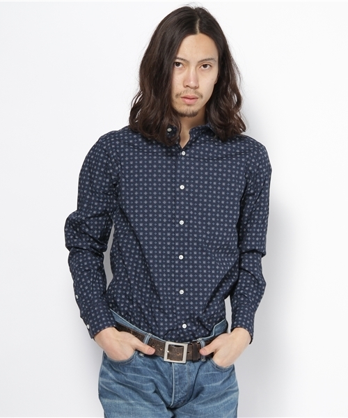 UNITED ARROWS(ユナイテッドアローズ)の「UA プリントワイドシャツ(mg1205uB)◆(シャツ/ブラウス・メンズ・ベージュ/ネイビー・X-SMALL/SMALL/MEDIUM/LARGE/X-LARGE)」の2枚目の写真