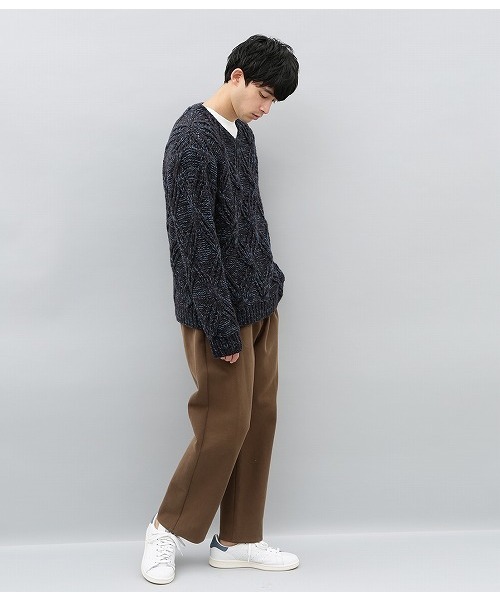 ADAM ET ROPE'（アダムエロペ）の「ダイヤパターンハンドVネックニット（ニット/セーター・メンズ・スミクロ/ダークブラウン・M/L）」の5枚目の写真