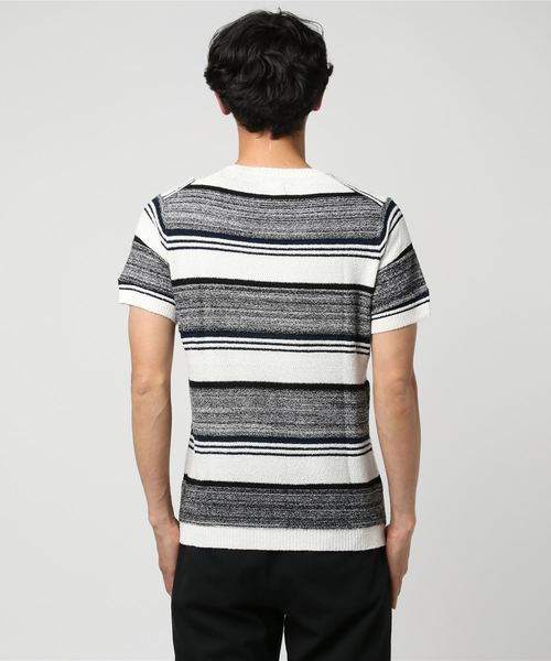 MEN'S BIGI（メンズビギ）の「半袖クルーネックニット/ボーダー柄（ニット/セーター・メンズ・ブルー系その他/ネイビー/ホワイト系その他・L/M/S）」の4枚目の写真