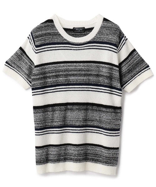 MEN'S BIGI（メンズビギ）の「半袖クルーネックニット/ボーダー柄（ニット/セーター・メンズ・ブルー系その他/ネイビー/ホワイト系その他・L/M/S）」の2枚目の写真
